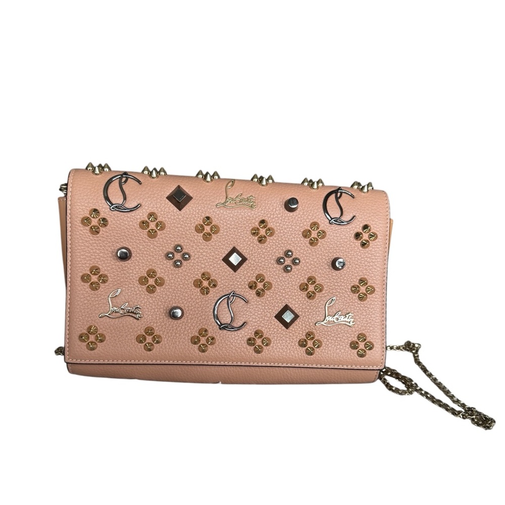 Christian Louboutin Leather Paloma Clutch Wallet with Crossbody Chain